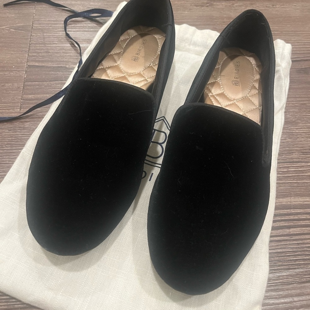 Birdies The Starling Black Velvet Loafers